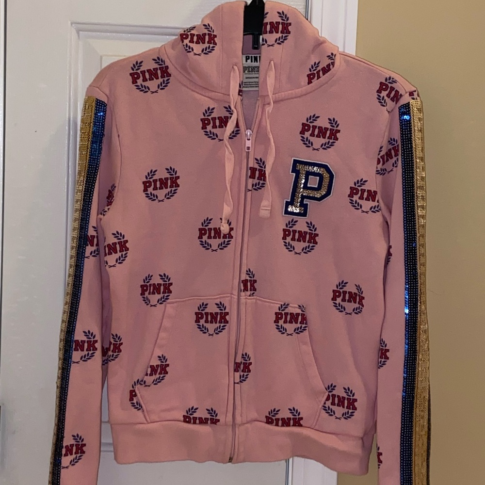 PINK perfect bling crest hoodie